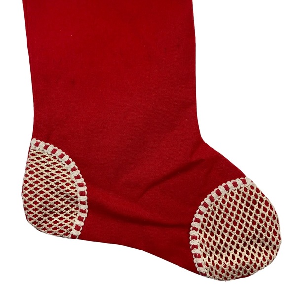 SLEIGH HILL TRADING CO. Christmas Stocking Red with Ecru Crochet Trim - Picture 5 of 10